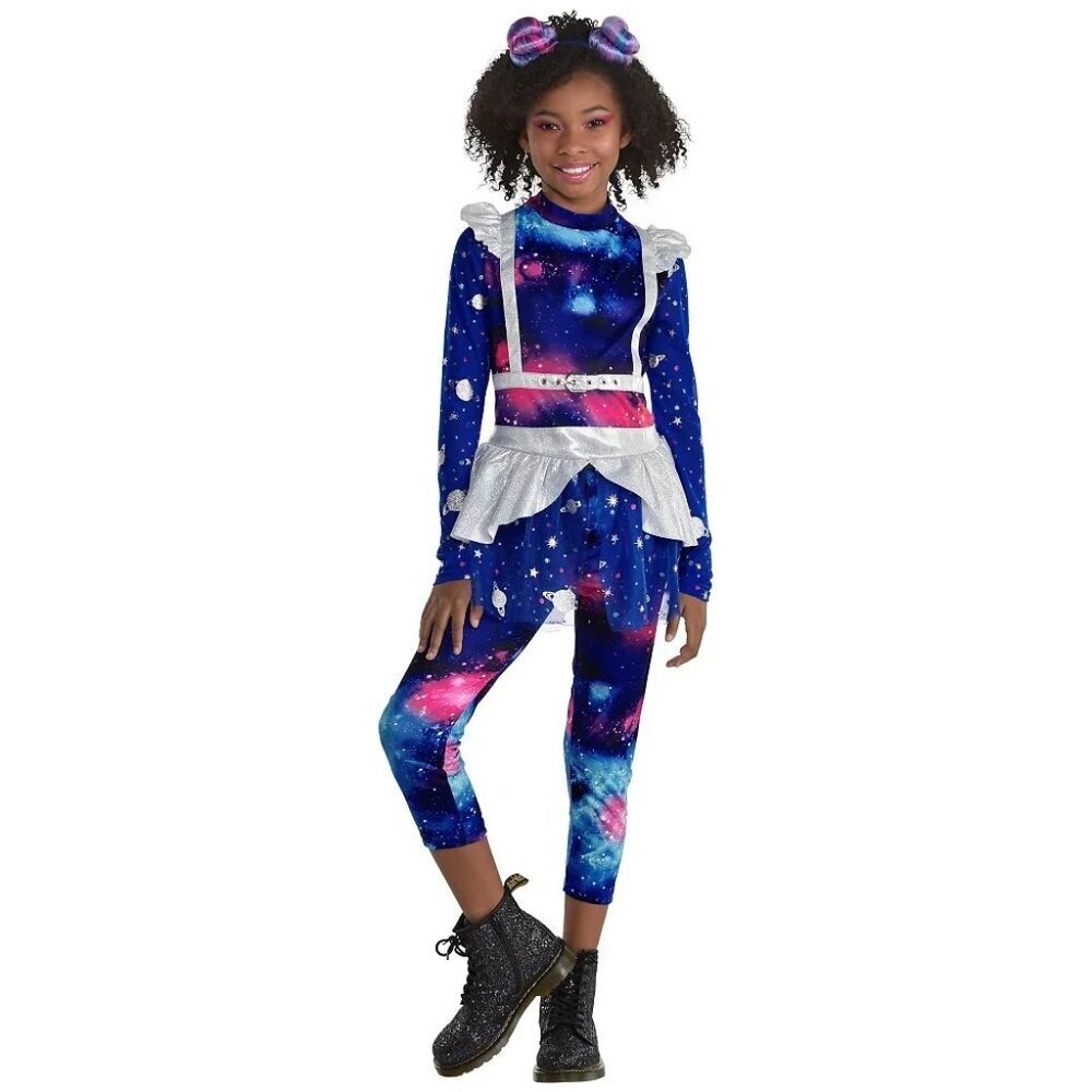 Galaxy Girl Futuristic Space Youth Girls‎ Large 12/14 Halloween Costume Blue 460